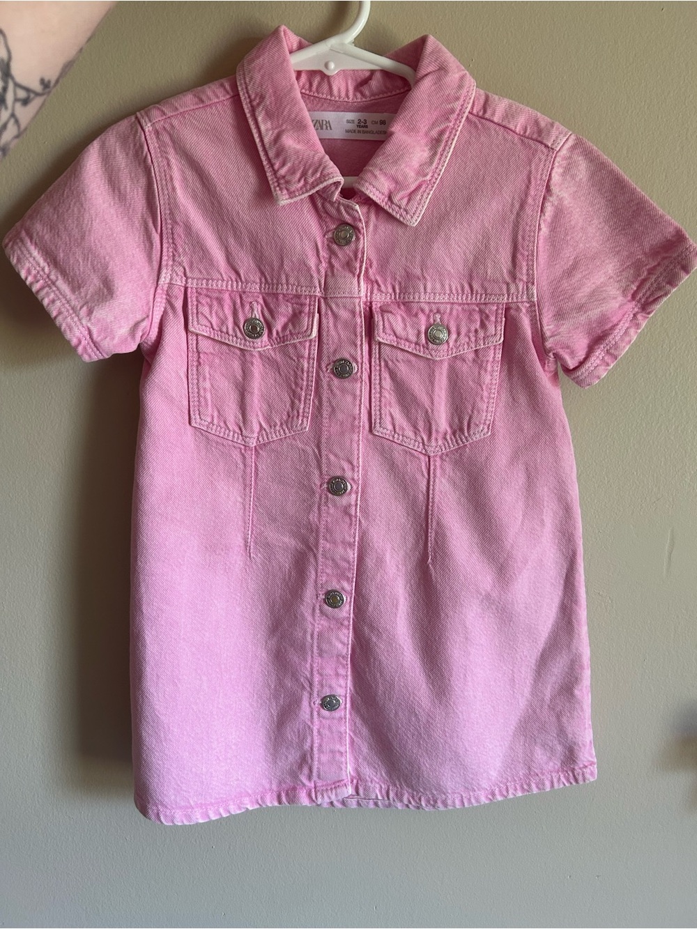 Zara Kids Pink Denim Dress.